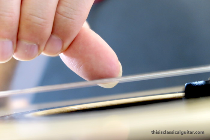 Nail Contact on String for Classical Guitar - Thumbnail