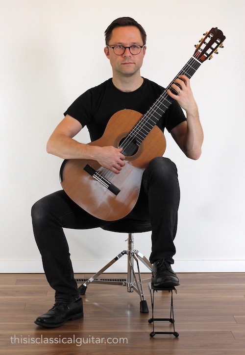 Classical Guitar Position with Footstool 