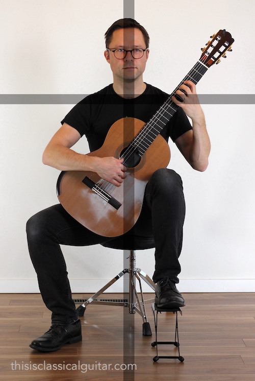 Classical Guitar Position with Footstool - Diagram