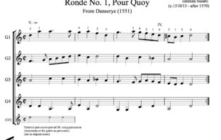 Six Rondes by Tielman Susato for Guitar Ensemble