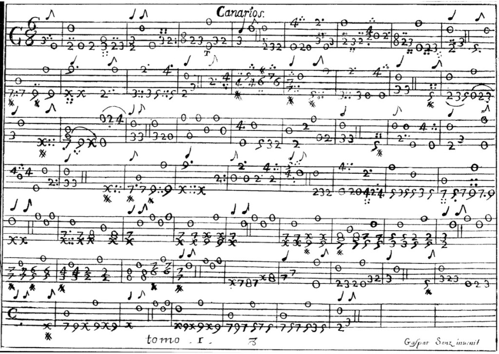 Canarios by Sanz (Original Baroque Tablature)