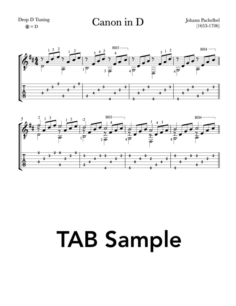 Canon in D for Guitar by Pachelbel - TAB Sample