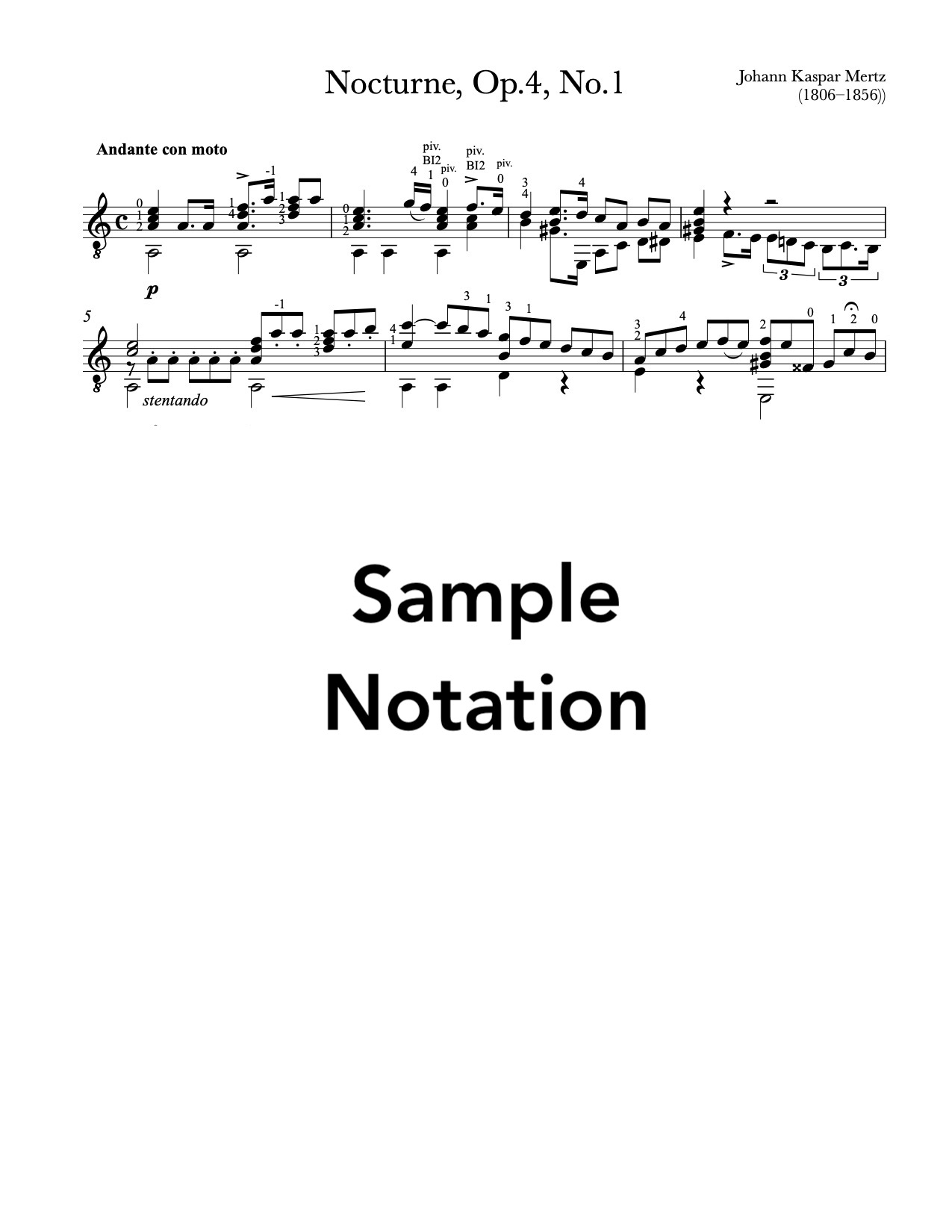 Nocturne No.1, Op.4  by Mertz (Notation Sample)