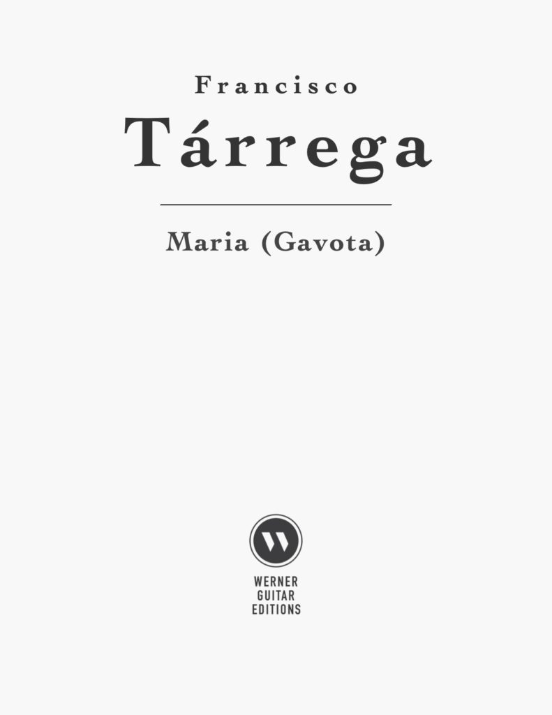 Maria (Gavota) by Tarrega - PDF Sheet Music or Tab