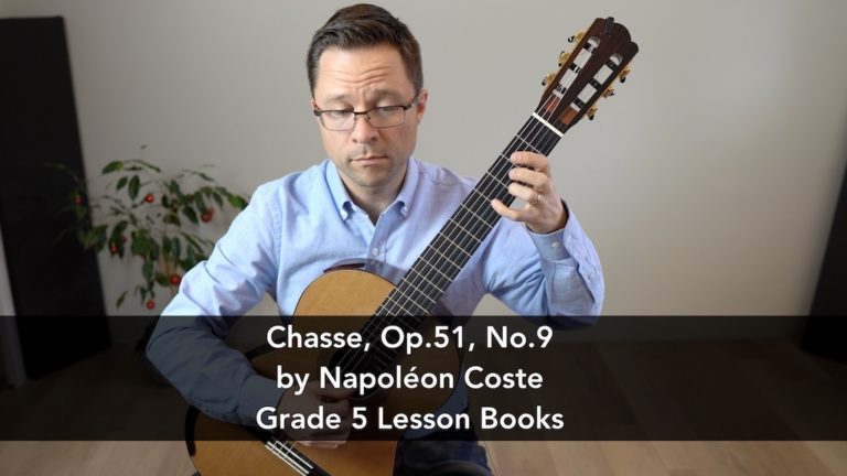 Chasse, Op.51, No.9 by Napoléon Coste (1805 – 1883) and lesson for classical guitar.