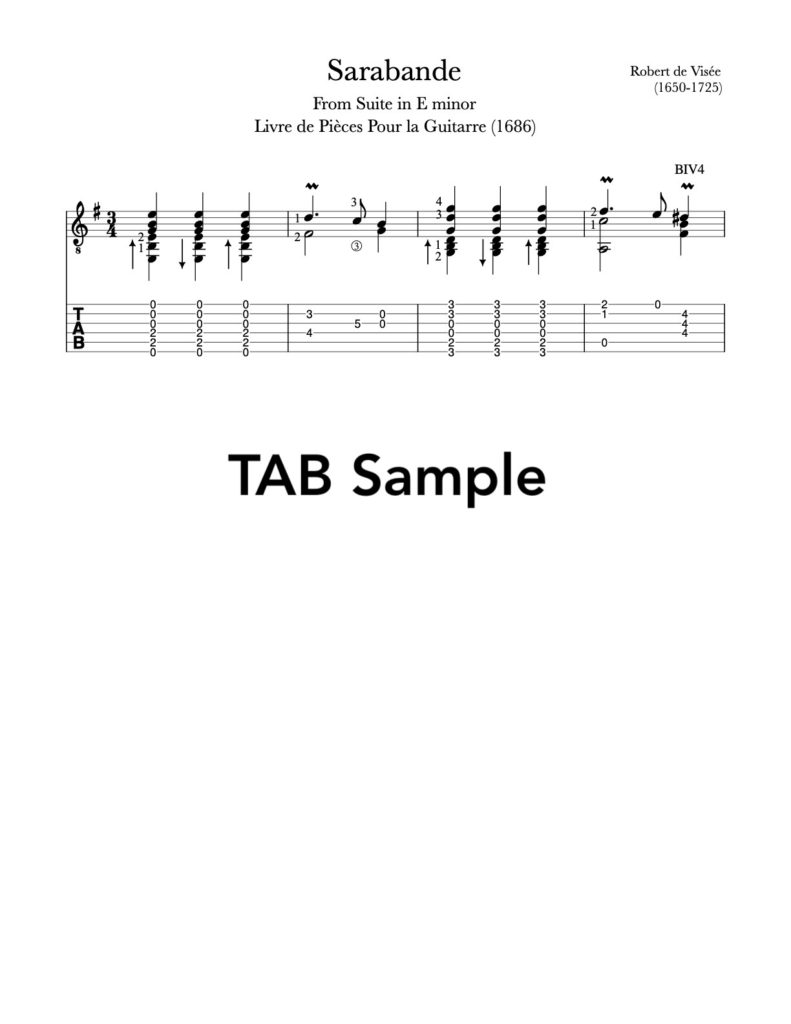 Sarabande in E Minor by Visée (Sample Tab)