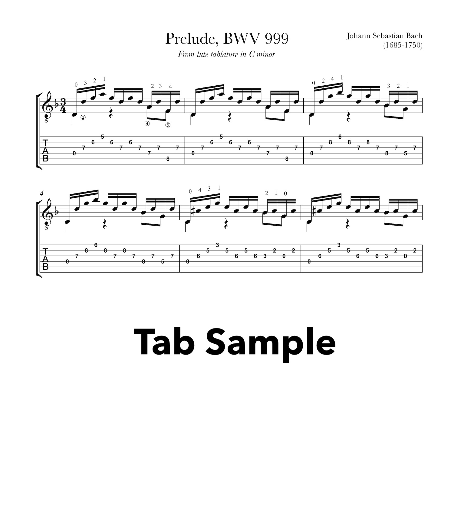 Prelude in D minor, BWV 999 by Bach for Classical Guitar This is