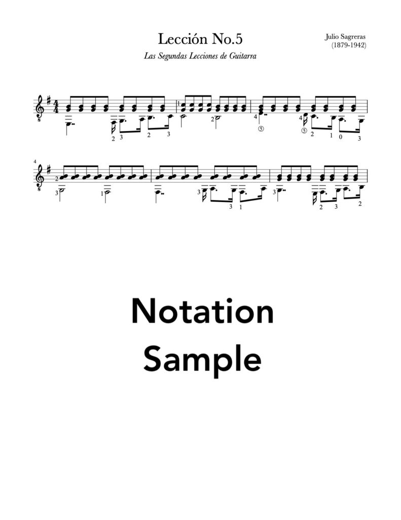 Lección No.5, Book 2 by Sagreras (PDF Sheet Music and Tab)