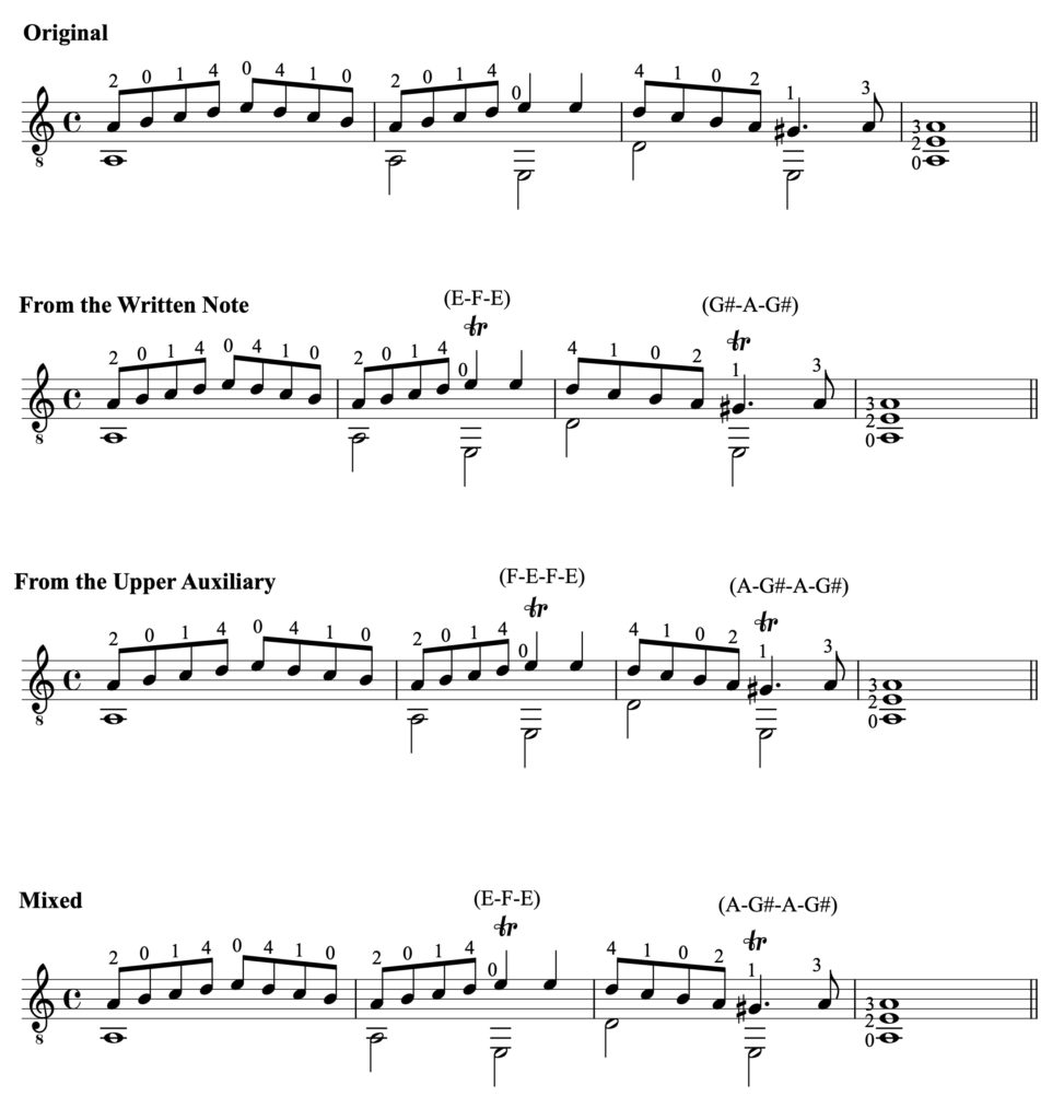 Trills with different starting notes