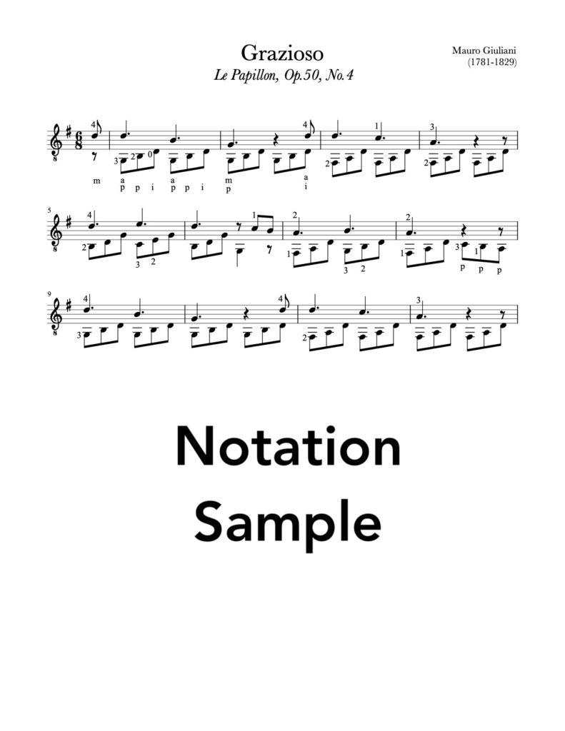Le Papillon, Op.50 by Mauro Giuliani (Notation Sample)