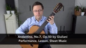 Andantino in G Major, No.7, Op.50 by Mauro Giuliani. PDF sheet music for classical guitar.