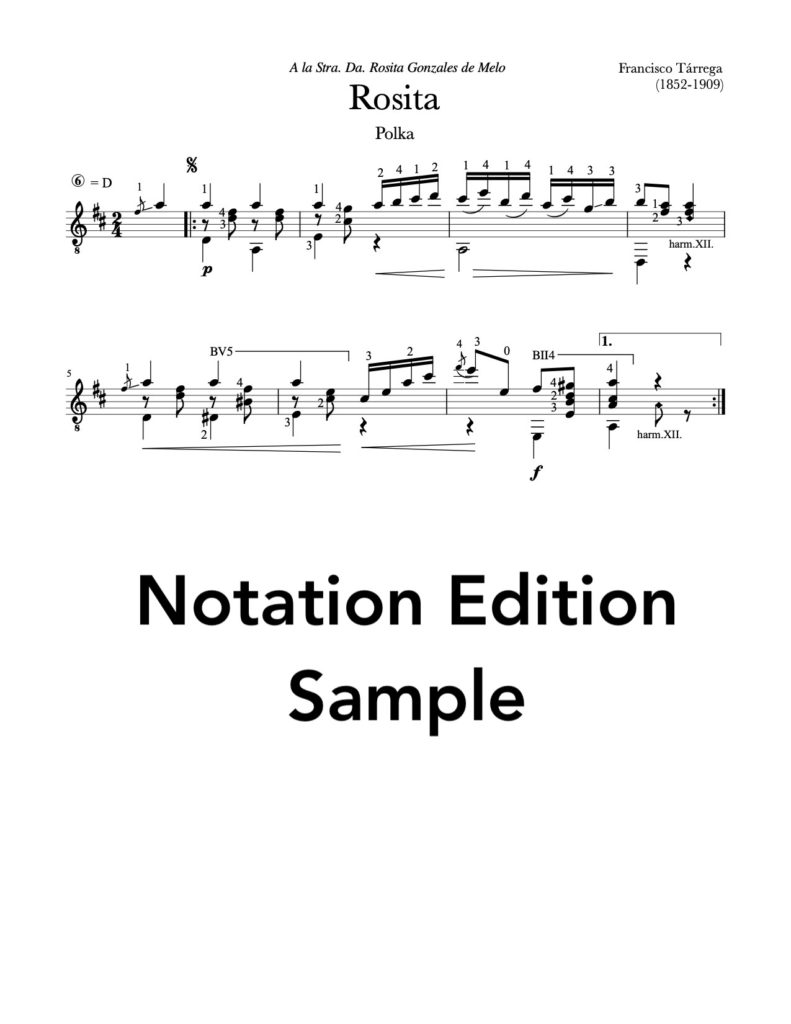 Rosita (Polka) by Tarrega - Notation Sample