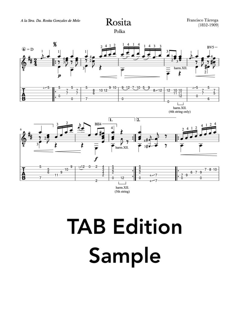 Rosita (Polka) by Tarrega - TAB Sample