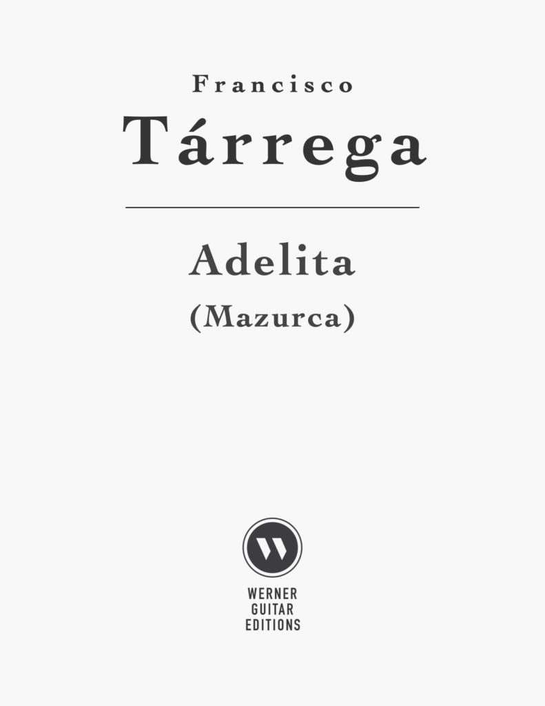 Adelita (Mazurca) by Tárrega (PDF Sheet Music)