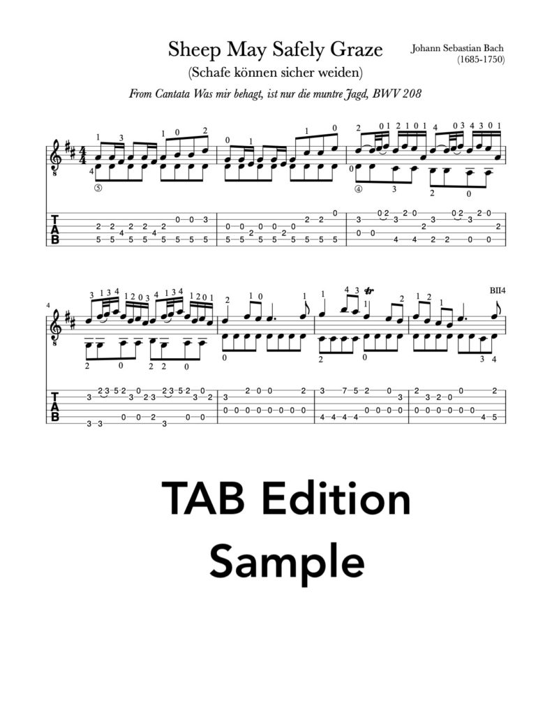 Sheep May Safely Graze, BWV 208 by Bach (TAB Sample)
