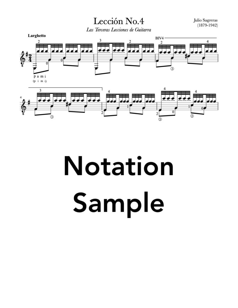 Tremolo Study: Leccion No.4, Book 3 by Sagreras (Sample)