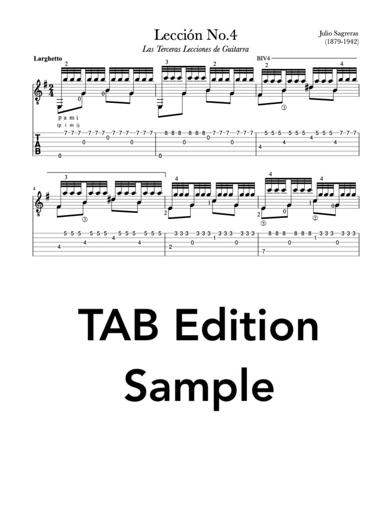 Tremolo Study: Leccion No.4, Book 3 by Sagreras (Sample)