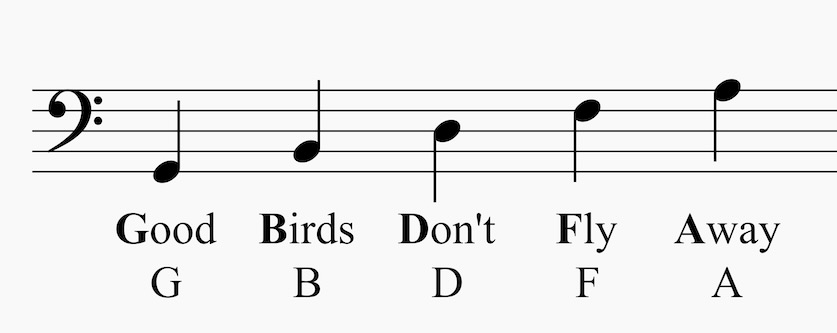 Bass clef line notes
