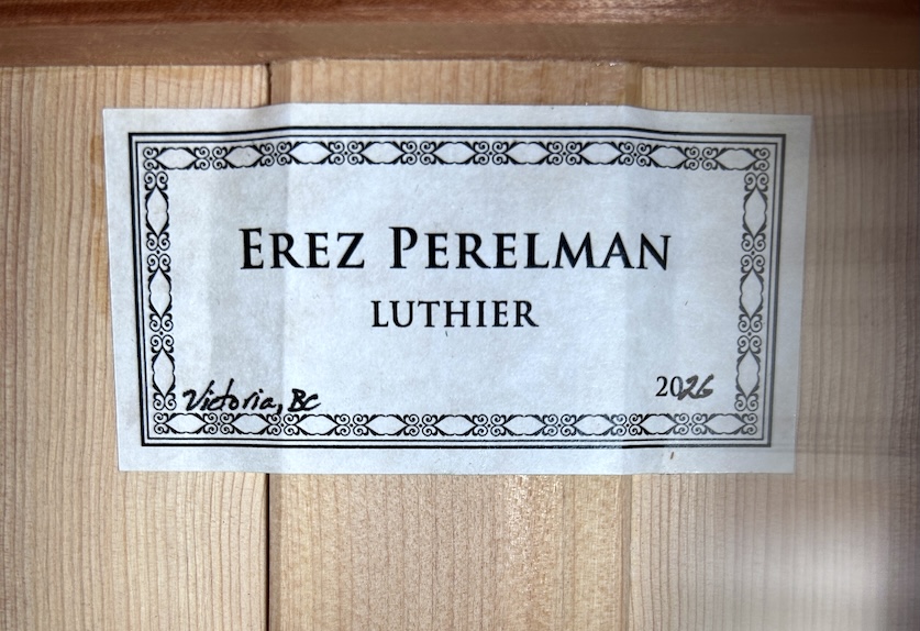 2026 Erez Perelman Classical Guitar - Label