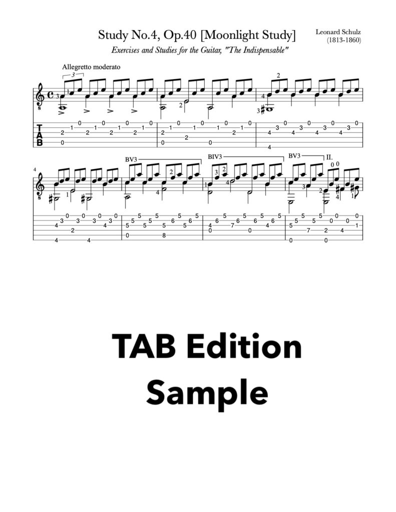 Study No.4, Op.40 [Moonlight Study] by Schulz - Tab Sample
